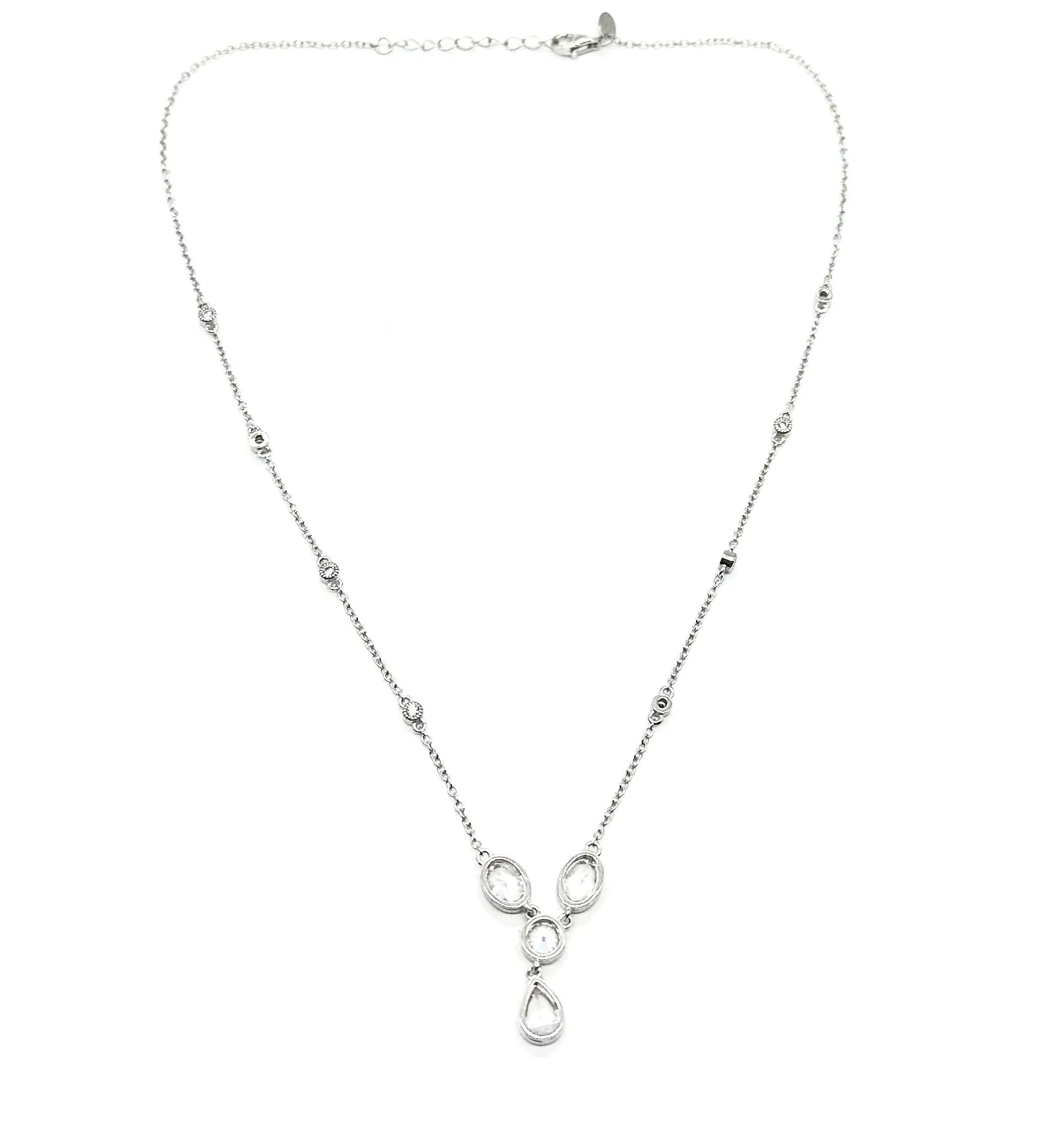 Sterling Silver CZ Multi Shape Necklace