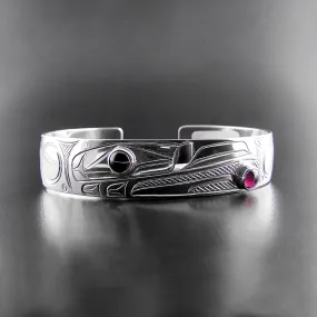 Sterling Silver Raven Bracelet with Garnet