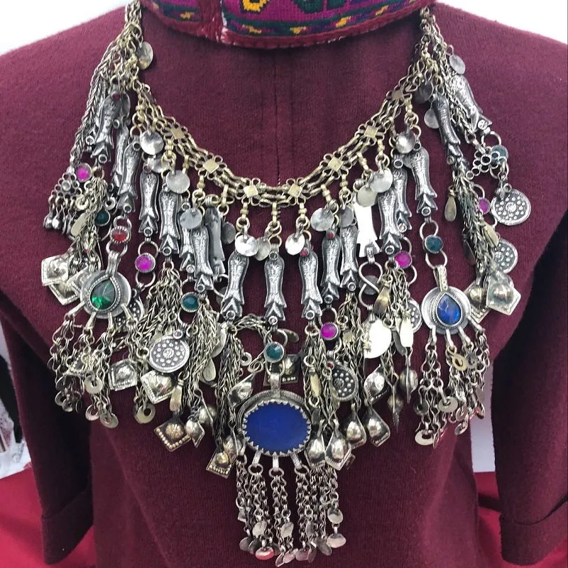 Vintage Silver Fish Motifs Oversized Choker
