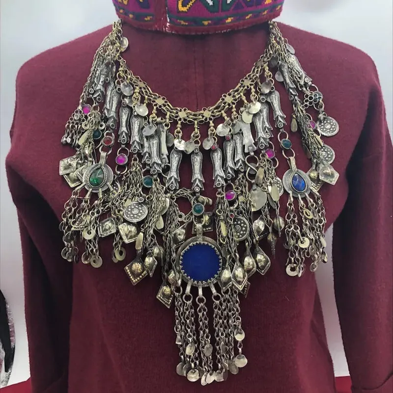 Vintage Silver Fish Motifs Oversized Choker