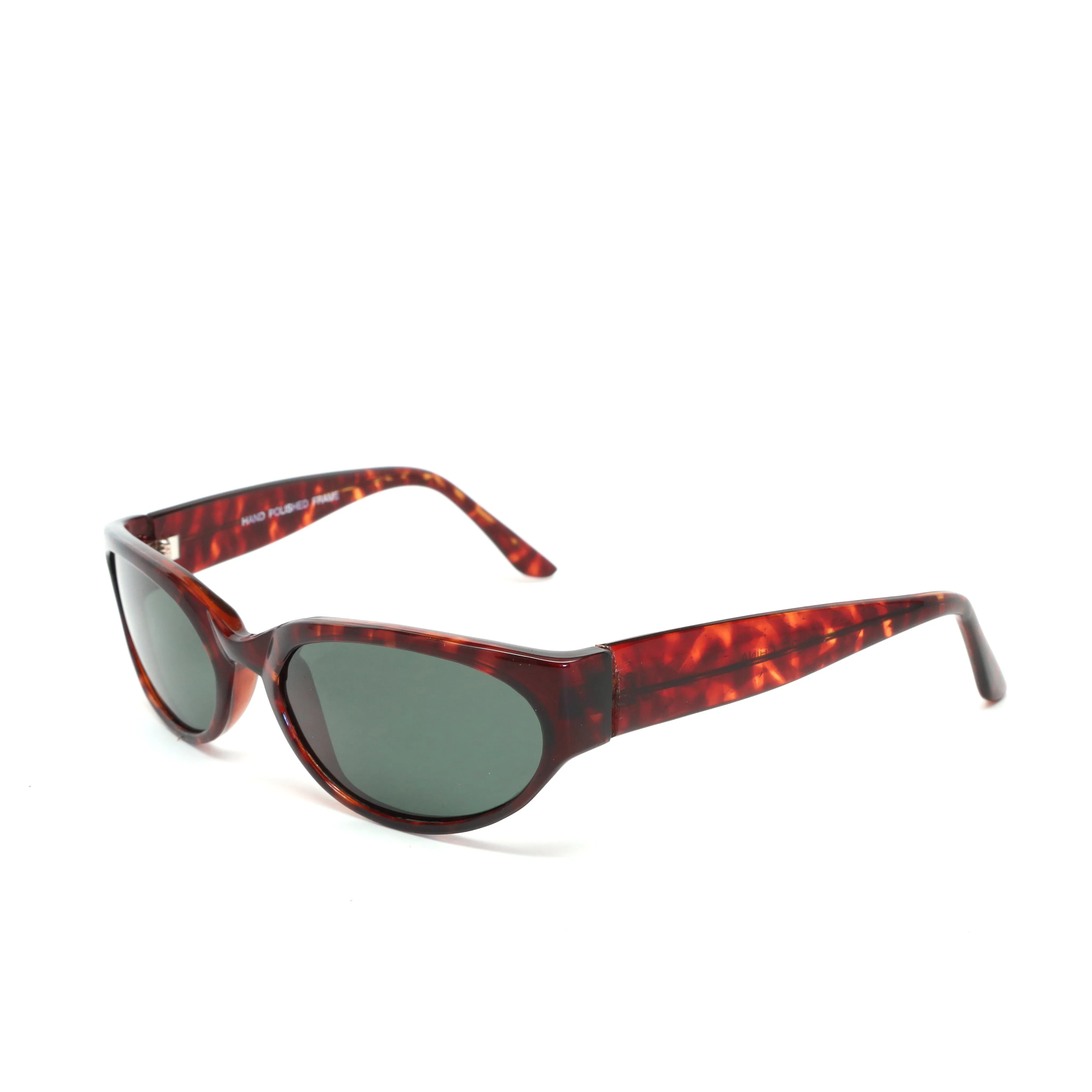 Vintage Standard Size Red Circular Frame Sunglasses - Tortoise