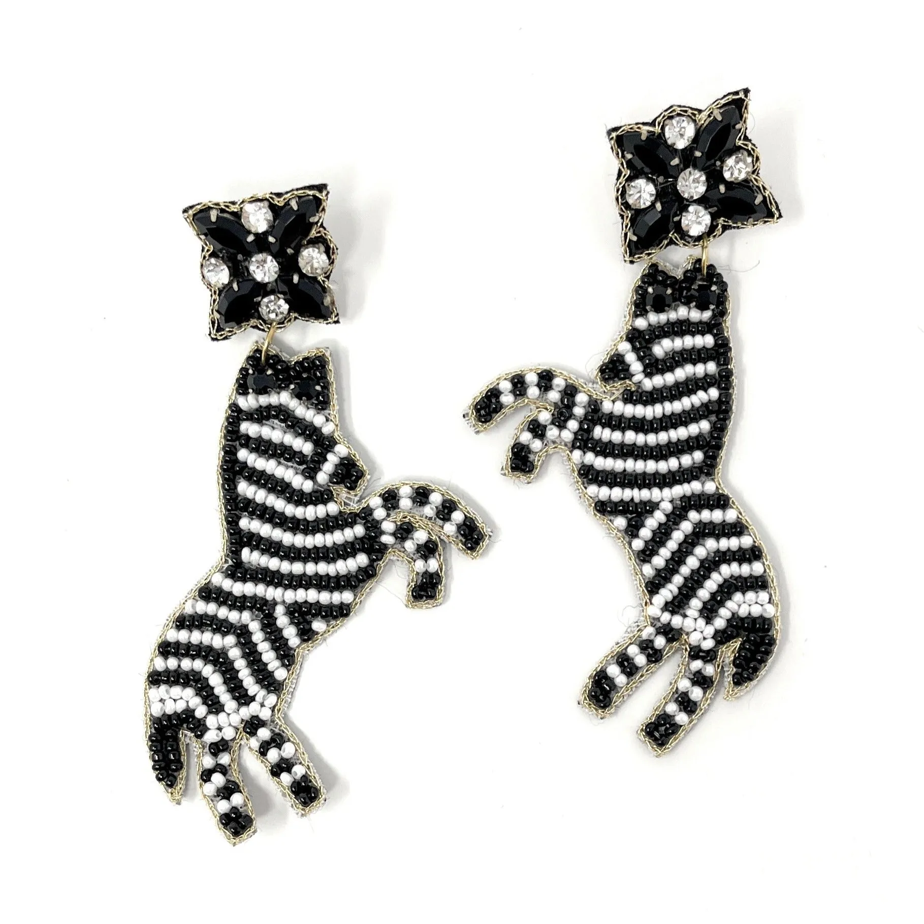 Zebra Beaded Earrings